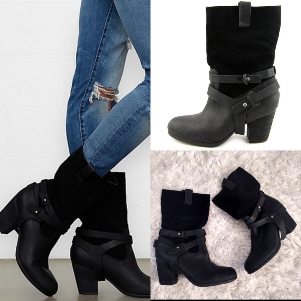 Ralph Lauren Denim & Supply Mattie Black Leather Slouch Buckle Harness B…